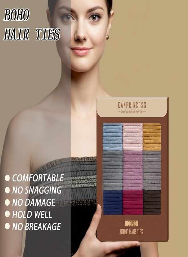 Kanprincess Nylon Hair Ties - No Damage,Strong Soft Cotton Hair Bands Accessories for Thick Hair 100PCS Ponytail Holders for Women Girls - Image 5